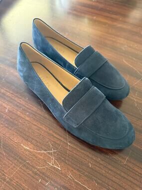 Talbots Ryan Keeper Genuine Nubuk Suede Navy Loafers  Size 9 Old Money Quiet Lux
